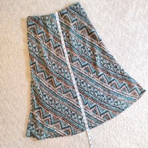 Dress Barn Skirt Brown, Cream and Turquoise